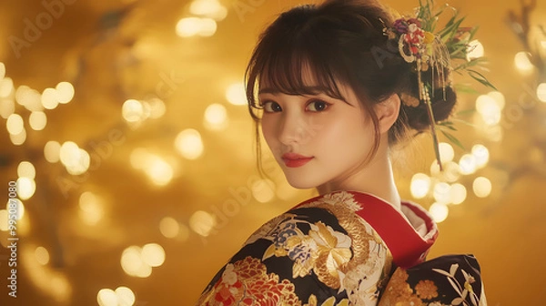 Obraz 振袖を着た若い女性