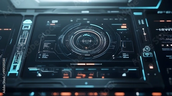 Fototapeta Minimalist futuristic interface design on a muted background with clean lines