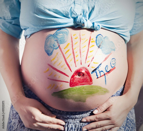 Obraz Babybauch mit Körpermalerei