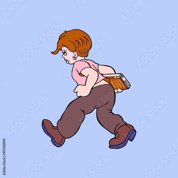 Fototapeta Illustration of a child jumping in the sky