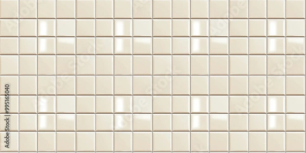 Fototapeta a seamless pattern of perfectly square tile,glossy almond tiles with white grout in a clean, modern aesthetic
