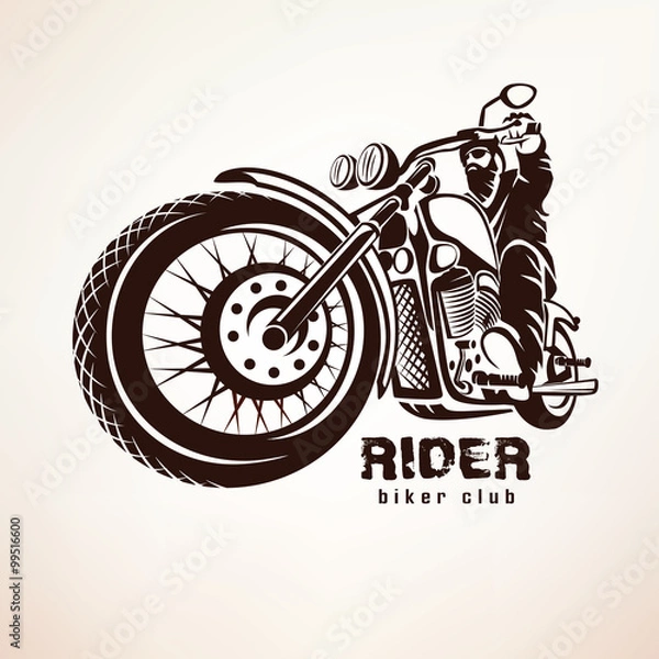 Obraz rowerzysta, sylwetka wektor grunge motocykl