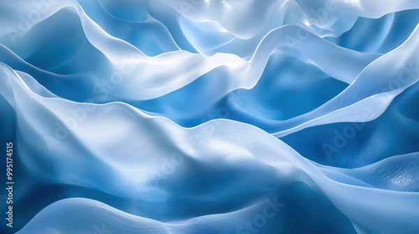 Fototapeta Abstract Blue Waves or Ice Formations with Flowing Patterns