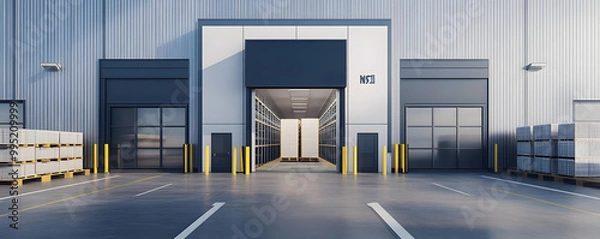 Obraz "Empty Loading Dock of Modern Warehouse with Open Bay Doors"