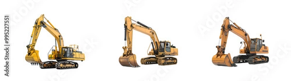 Fototapeta Excavator Collection Isolated on Transparent Background