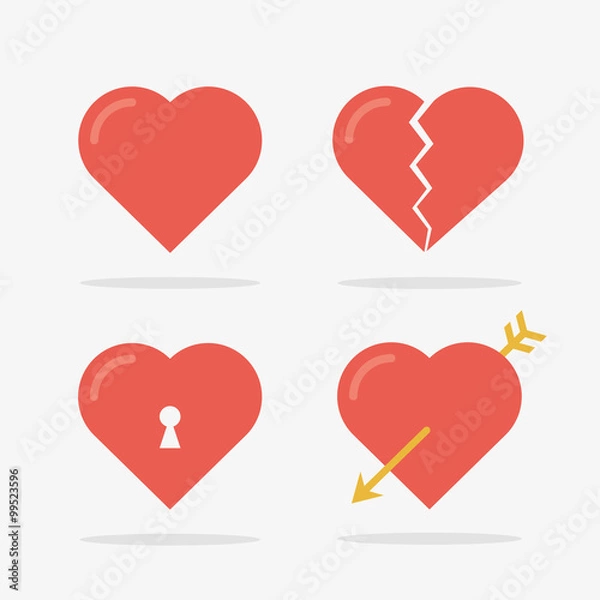 Obraz Heart Icons Set in Vector