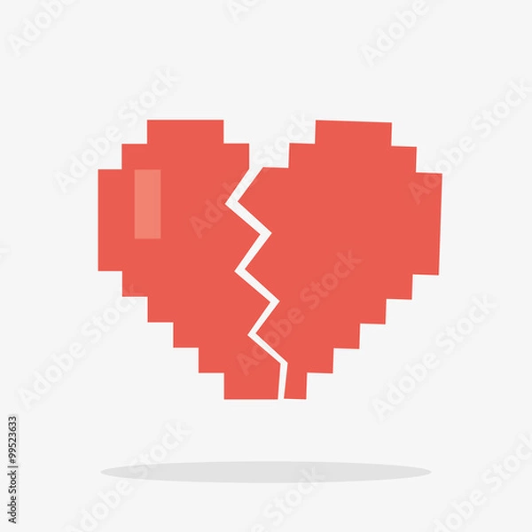 Obraz 8 Bit Broken Heart Icon in Vector