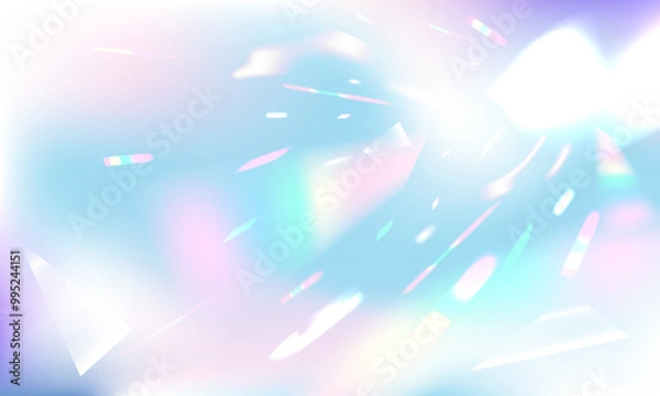 Fototapeta Abstract gradient background rainbow prism reflection sun catcher. Refraction of diamond rays, sparks and broken glass. Vector illustration.