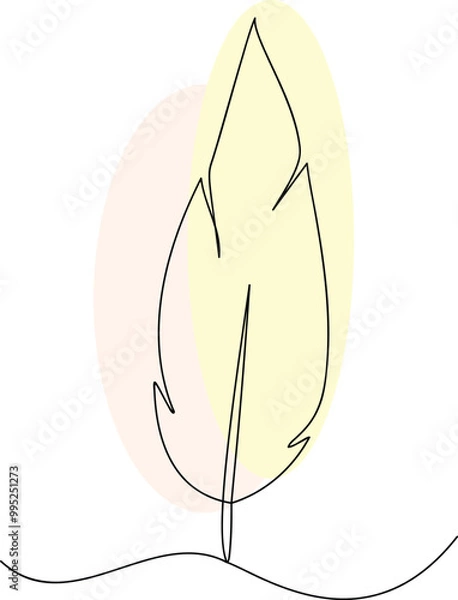 Obraz Quill feather isolated on white background. Hand-drawn one line vector illustration.
