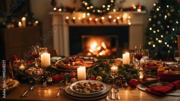 Fototapeta christmas tree with candles