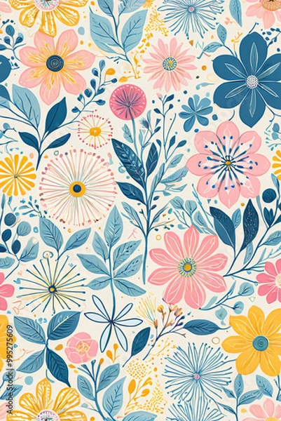 Fototapeta seamless pattern with flowers