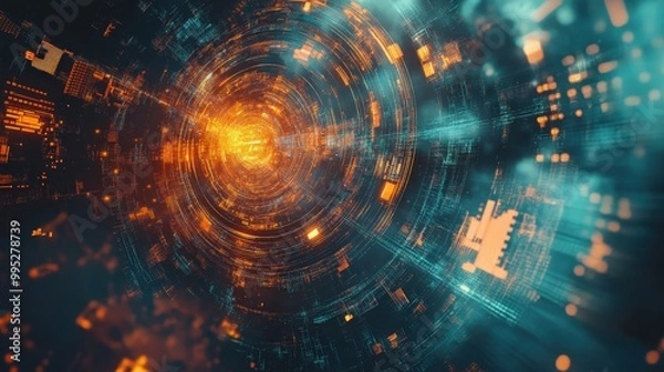 Obraz Abstract graphics pattern art featuring advanced technology themes and detailed designs.