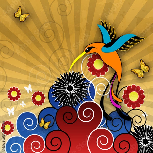 Obraz Illustration mit Kolibri