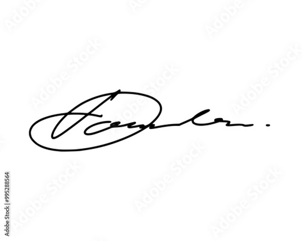 Obraz Abstract signature idea starting letter D for document. Vector with transparent background.