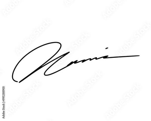 Fototapeta Abstract signature idea starting letter N for document. Vector with transparent background or alpha channel.