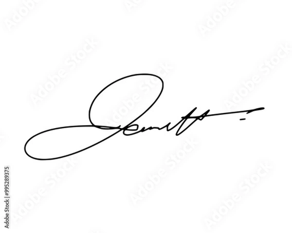 Fototapeta Signature ideas with handwritten letter J. Vector with transparent background or alpha channel.