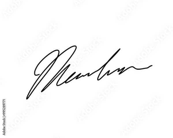 Fototapeta First letter M signature ideas for documents. Vector with transparent background or alpha channel.