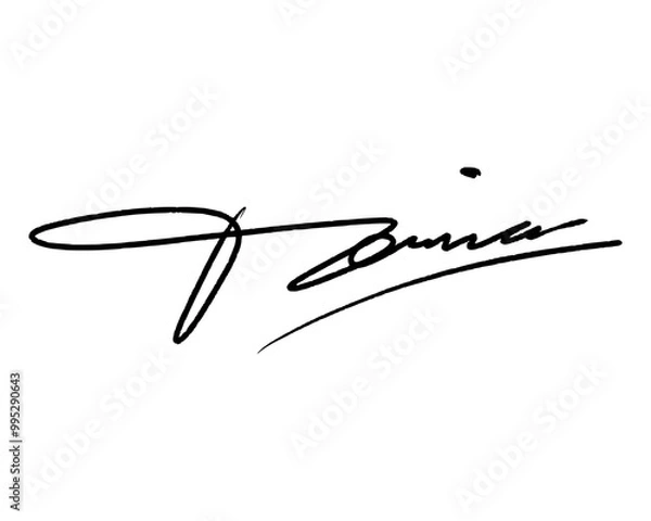 Fototapeta abstract signature idea starting letter T for document. Vector with transparent background