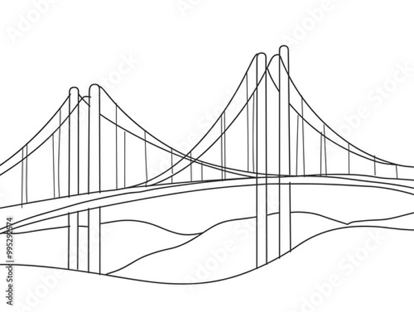 Fototapeta One-Line Bridge: A Minimalist Representation of Connection and Overcoming Gaps