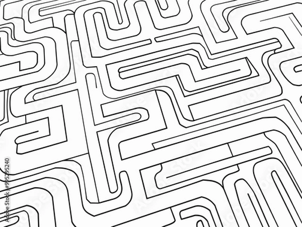Obraz Navigating Complexities: A Labyrinth in the Simplicity of a Single Line