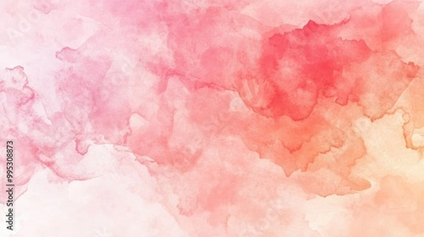 Fototapeta Hand drawn illustration featuring a pale pink and coral gradient Soft grunge magenta watercolor background creates an abstract texture ideal for text design and greeting cards