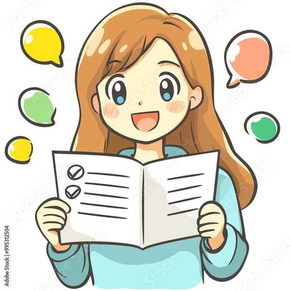 Fototapeta Language Proficiency Test Essentials on Transparent Background	