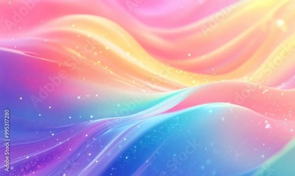 Fototapeta Vibrant fluid dynamic background featuring rainbow gradients and a holographic design Suitable for mobile screens books and brochures Stylish and modern holographic aesthetic
