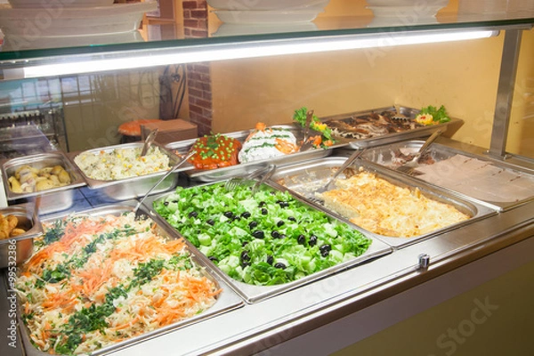 Fototapeta take-out food in showcase window