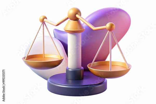 Fototapeta 3D Glowing Digital Scales of Justice with Futuristic Abstract Background Symbolizing Equality, Law, and Human Rights Day - Modern Impactful Design