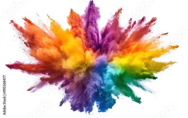 Fototapeta Explosion of pride rainbow paint isolated on white background