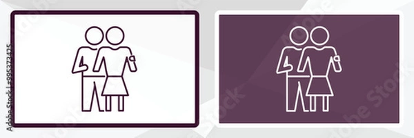 Fototapeta snuggle outline icon. Linear vector from people concept. Thin line white and black snuggle icon isolated on white and dark background