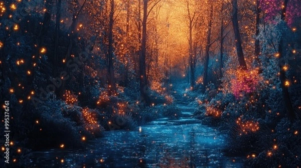 Fototapeta Enchanted Surreal Glowing Forest Artwork