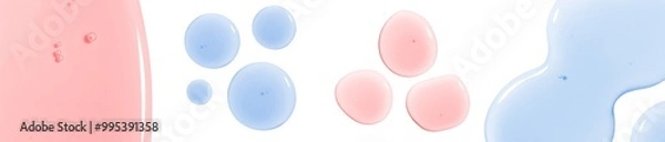 Obraz banner round drops of serum gel texture cosmetic products on a transparent background top view