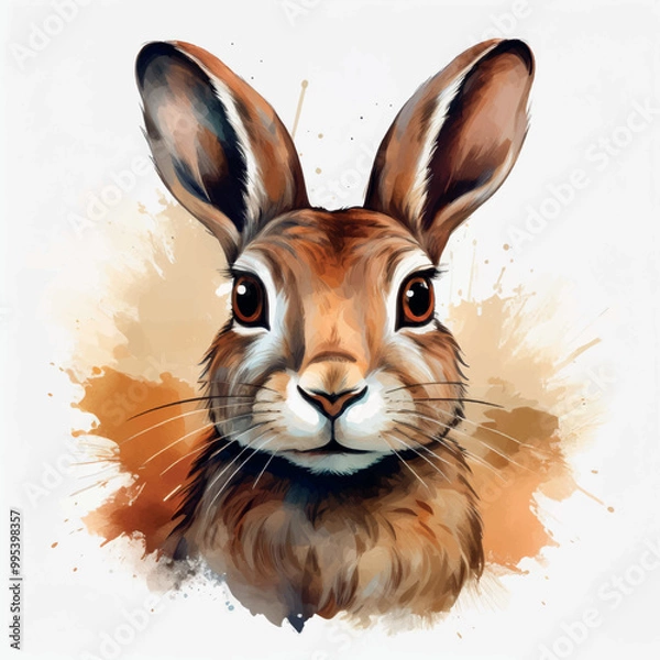 Fototapeta Watercolor hare. Vector illustration with hare.