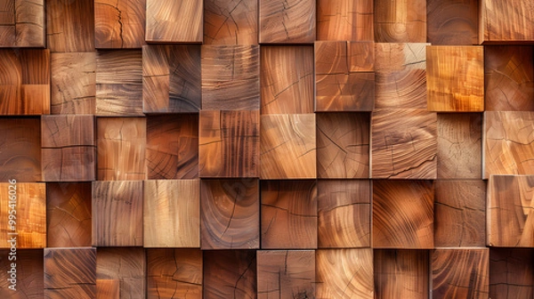 Fototapeta wooden acoustic panels wall texture , seamless pattern. Generative AI.