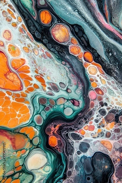 Fototapeta Organic Bacteria Inspired Abstract Art with Delicate Textures