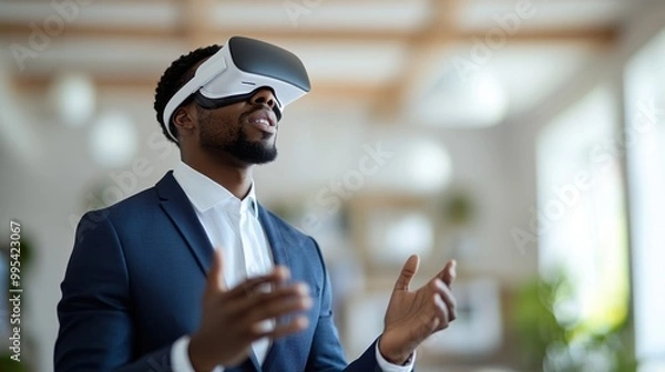 Fototapeta Businessman Exploring Virtual Reality.
