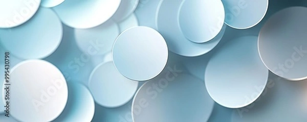 Fototapeta Abstract overlapping white circles with varying transparency, creating a light, airy minimalistic design with a simple layout and modern style