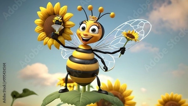 Fototapeta The Queenie the Diva would be posing on top of a sunflower, showing off her tiny tiara.