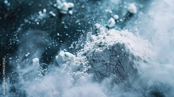 Fototapeta Freezing white powder in abstract splattered background