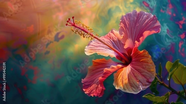 Obraz Exquisite tropical blossom against colorful backdrop