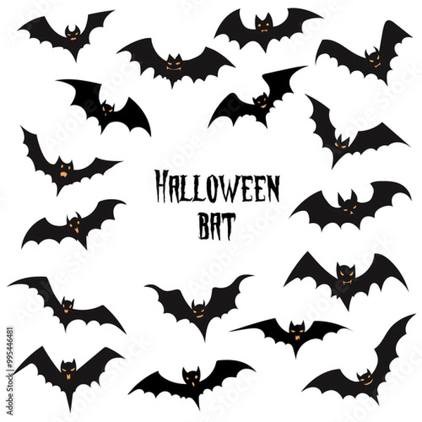 Obraz Hand painted illustration Halloween bats collection