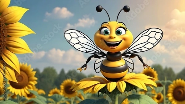 Fototapeta Queenie the Diva would be posing on top of a sunflower, showing off her tiny tiara.