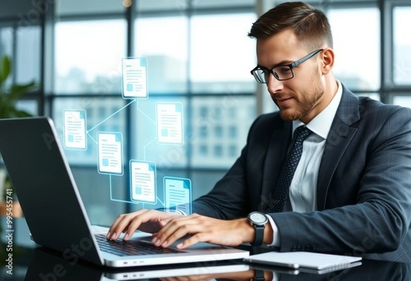 Obraz Businessman implementing invoice approval workflows and controls