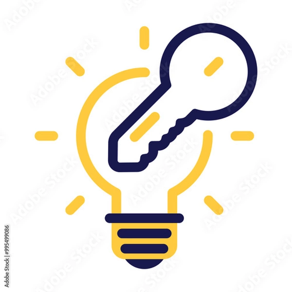 Fototapeta Light Bulb Icon Featuring Key to Represent Innovative Solutions and Creative Problem-Solving