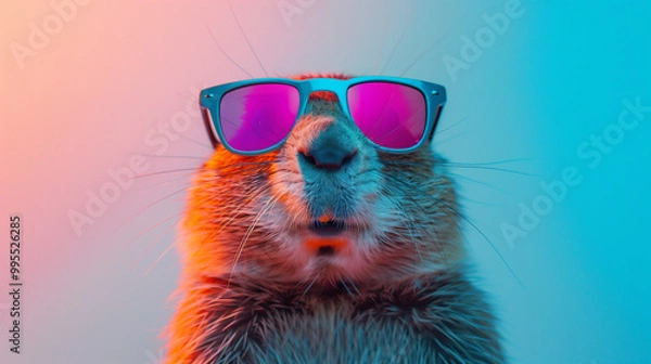 Obraz A beaver wearing sunglasses