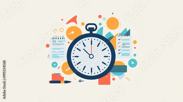 Fototapeta Simple 2D Illustration for Time Management
