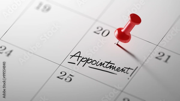 Fototapeta Concept image of a Calendar with a red push pin. Closeup shot of