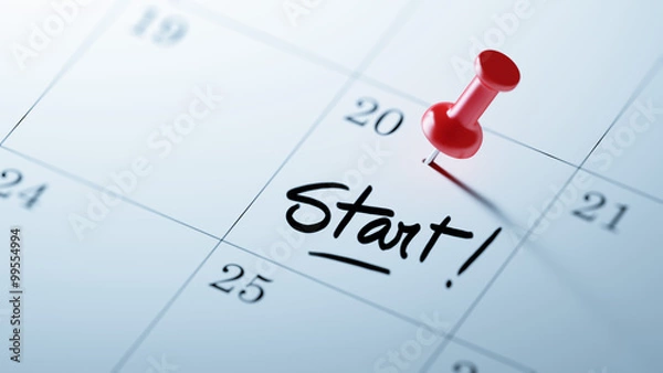Fototapeta Concept image of a Calendar with a red push pin. Closeup shot of