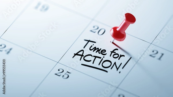 Fototapeta Concept image of a Calendar with a red push pin. Closeup shot of
